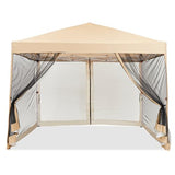 10x10ft Pop-Up Canopy, Outdoor Screen Tent with Mesh Mosquito Netting Sidewalls, Waterproof & UV-Block Shade Shelter for Camping, Picnic, Deck & Backyard Events