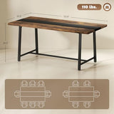 Industrial Dining Table for 8 People, 70.9" Long Rectangular Kitchen Table with Large Tabletop and Steel Legs for Dining Room