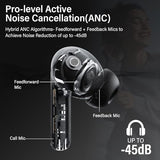 Hybrid Active Noise Canceling Wireless Earbuds, 6 Mics ENC Clear Call Ear Buds