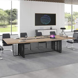 12ft Large Conference Table - 2" Thick Top & Metal Grid Base | Easy Assembly | Cable Management | Commercial Office Desk