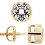 14K Solid Gold | Round Cut Cubic Zirconia Stud Earrings