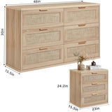 LEYAOYAO Rattan Dresser and Nightstand Sets 3 Piece, Natural