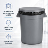 Getzi 7 Pack 44 Gallon Gray Round Commercial Trash Can with Lid