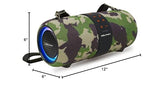 Dolphin LX-60 Camo Bluetooth Speaker Boombox - Waterproof, Dual 3" Woofers, Color-Changing Lights, TWS Technology, Includes Shoulder Strap
