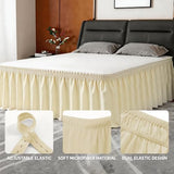 ANARACHON Twin Bed Skirt, Elastic Wrap Around Bed Skirt Twin Size, Bed Skirts for Adjustable Bed, Easy Fit with 18" Drop Length Tailored Drop Dust Ruffle (Light Yellow)