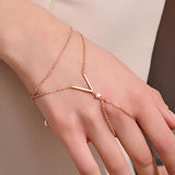 YOIHUR Rose Gold Hand Chain Bracelet, 925 Sterling Silver Finger Ring Bracelet, Adjustable Hand Chains, Stack Jewellery Stars and CZ Hand Jewelry Gifts for Women, 2" to 2.4" Extend