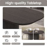 Miuuod 70.86" Large Oval Dining Table Set with 6 Chairs, Farmhouse Wood Kitchen Table Set, Modern Dining Room Furniture,Space-Saving Pedestal Base