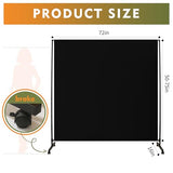 Room Divider Screen 72"x72" with Lockable Caster Wheels, Privacy Panel for Home, Office