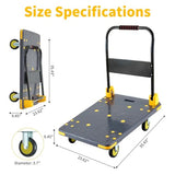 Foldable Heavy-Duty Flatbed Platform Cart with 360° Rotating Wheels for Moving
