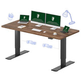 Large Dual Motor Electric Standing Desk, Black Walnut - 198 LBS Heavy-Duty Capacity