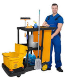 tonchean Commercial Janitorial Cart, 3-Shelf Large Capacity Housekeeping Cart with 25 Gallon Vinyl Bag
