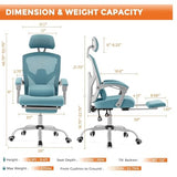 BFGRDDW Office Chair, Reclining with Foot Rest, High Back Computer Mesh Home Desk Chairs with Wheels
