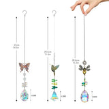 H&D HYALINE & DORA 3Pcs Crystal Suncatcher for Windows Hanging Prism Rhinestones Sun Catcher with Chain and Hook Rainbow Maker for Ceiling Garden Home Indoor Decor