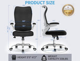 TRALT Ergonomic Office Chair - Desk Chair with Wave High Back Adjustable Lumbar Support Computer Chair - Gaming Chairs Mesh Backrest and PU Leather Seat for Home Reading Chairs to Adults (Black White)
