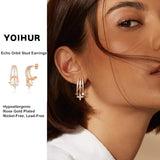 YOIHUR Rose Gold Plated Stud Earrings for Women, Dainty Cubic Zirconia Earring, Hypoallergenic Jewelry, Modern Boho Sunburst & Nature Inspired Earrings, Gift for Mom Wife Girlfriend-Echo Orbit Stud
