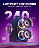 Hotlemon Large Bluetooth Speaker: 240W Peak Powerful Loud Sound with Deep Bass, 15H Playtime, Fast Charge, TWS, Portable Wireless Speakers for Outdoor, Party, Beach, Backyard, Home, Outside (Black)