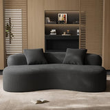 79" Curved Loveseat, Boneless Deep Seat Boucle Cloud Sofa, Black