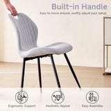 Lecafur HL Boucle Dining Chair with Built-in Handle Metal Legs, Grey