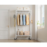VIPEK R1 Rolling Clothes Rack with Pegboard Organizer Portable Closet for Hanging Clothes with Lockable Wheels & Removable Basket, White