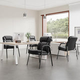 Guest Chairs for Office with Thick Cushions, PU Leather Reception Chairs with Welded Steel Frame