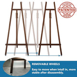 A - Frame Wooden Display Easel with Wheels - Adjustable Lyre Beechwood Studio Easel Stand
