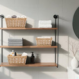 OIAHOMY Wicker Storage Baskets, Paper Rope Shelf Bins, Decortive Baskets for Organizing, Set of 3-Yellow & White