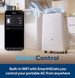 GE 8,000 BTU DOE Smart Portable Air Conditioner for Rooms up to 350 Sq Ft, Compact 3-in-1 AC with Dehumidifier & Fan, Auto Evaporation No-Drain, Remote, Window Kit Included