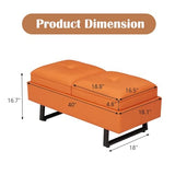 7-Seat Waiting Room Chairs Modern Entryway Bench with Thickened Cushion PU Leather Living Room Bench