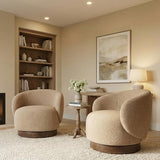 KISLOT Swivel Barrel Accent Chair, Boucle Fabric, Sand, 1-Pack