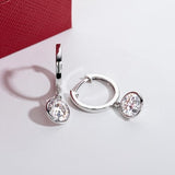 14K White Gold Dangle Drop Hoop Earrings