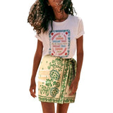 Talakeno Womens Summer Floral Wrap Short Skirt Tie Side High Waist A Line Beach Vacation Boho Mini Skirt (Sage Green, M)