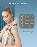 PERLEVI Neck and Shoulder Massager for Pain Relief Deep Tissue-Shiatsu Deep Kneading Massager with Heat to Relieve Neck Shoulder Back Waist Leg Muscle Soreness Fatigue (Beige)