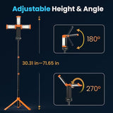 CAVN Rechargeable Camping Lights with Remote & Detachable Tripod Max Height 6.7 ft, Portable Work Light with 3 LED Lamp Heads, Camping Essentials Gear Emergency Flashlight with Hook, Orange