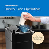 hOmeLabs - 13 Gallon Kitchen Trash Can - Retractable Automatic Sensor Butterfly Lid, Space-Saving Design - Matte Black