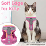 NCMAMA Cat Harness and Leash Set for Walking Escape Proof, Soft Adjustable Kitten Harness Breathable Mesh with Reflective Strips Harness for Kitty Puppy Bunny(Pink,XS)