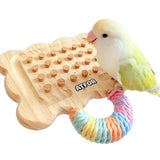 Parrot Toy Cork Pulling Puzzle – 30x Natural Cork Stoppers with Wooden Cookie Shaped Base, Small Medium Parrot Chew Toy for Boredom Buster, Cage Mount Foraging Toy