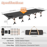 KingCamp Oversized XXL Camping Cot, Folding Portable Lightweight Ultralight Large Wide Heavy Duty 551lbs Sleeping Bed for Adult Backpacking Outdoor Travel Hiking Tent, Black