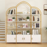 Semoic Arched Bookshelves and Bookcases: Triple Wide 5-Tier Large Open Bookshelf