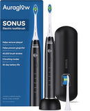 AURAGLOW Sonic Electric Toothbrush for Adults – Rechargeable, 40,000 VPM, 5 Modes, Removes 10x More Plaque, IPX7 Waterproof, 2 Brush Heads & Travel Case
