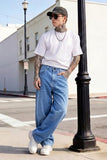 GINGTTO Mens Baggy Jeans Y2k Loose Fit Denim Pants for Men Wide Leg Streetwear Light Blue 32