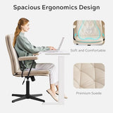 EYYTHUNG Desk Chair No Wheels with Arms Crossleg Stationary Ergonomic Soft Cushion