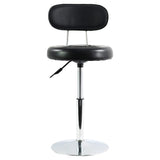 FURWOO Black PU Leather Swivel Salon Chair Mini Barber Shop Stool with Backrest for Manicure, Tattoo, and Office Use