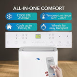 Whynter Portable Air Conditioner 12,000 BTU with Dehumidifier, Cooling Fan & Smart Wi-Fi for 450 Sq Ft Rooms, Includes AC Unit Window Kit, ARC-0850XP (8,000 BTU SACC), White
