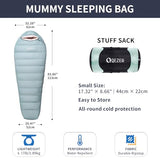 QEZER Down Sleeping Bag for Adults with 620 Fill Power Down Ultralight Mummy Backpacking Sleeping Bag