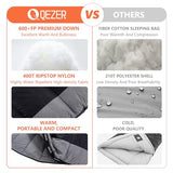QEZER Down Sleeping Bag for Adults 600 Fill Power, Cold Weather Compact Ultralight All Seasons Sleeping Bag for Backpacking, Camping, Hiking