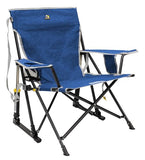 GCI Outdoor Kickback Rocker Camping Chair | Portable Folding Rocking Chair with Durable Armrests, Drink Holder & Relaxed Lowered Seat for Comfort — Heathered Royal