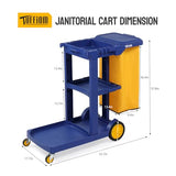 Commercial Traditional Cleaning 3-Shelf Janitorial Cart, 500 Lbs Capacity Housekeeping Cart,