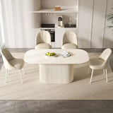 Miuuod 70" White Dining & Kitchen Table Set, Solid Kitchen Table with 6 Chairs
