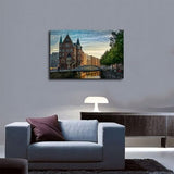 Aosarocc Amburg, Germany Canvas Art Print Skyline Night View Poster, Colorful City Center, Modern Office Wall Decoration 18x12inch(45x30cm) Unframe-style