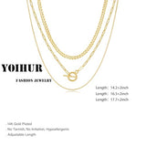 YOIHUR Gold Layered Necklaces for Women, 14K Gold Plated Dainty Necklace Chain Choker Necklaces Herringbone Necklace Set Gold Jewelry Gift for Women